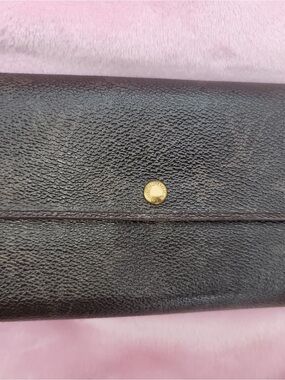 Louis Vuitton Brown Textured Leather Continental Wallet with Gold Snap